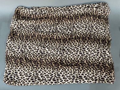 a leopard print blanket on a blue background