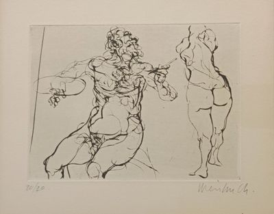 drawing of a man and a woman standing next to each other