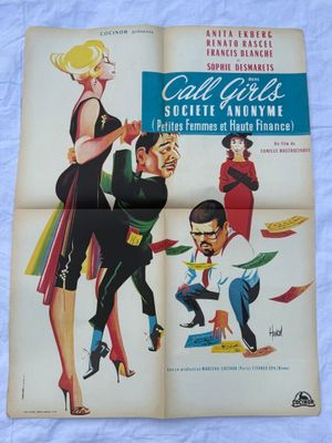 une vieille affiche de cinéma représentant un homme et une femme en train de danser