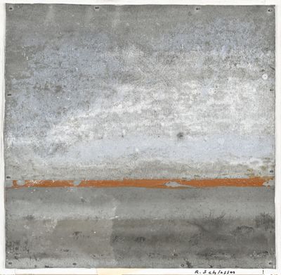an image of a painting of a gray and orange stripe