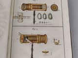 a book with a drawing of a telescope and other objects