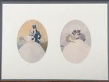 two framed pictures of a bride and groom on the same page