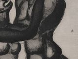drawing of a man and a woman hugging each other in a black and white photo