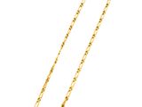 a gold chain necklace with a link on a white background