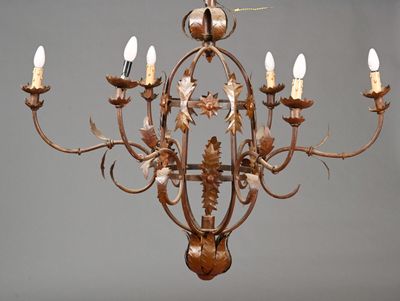 an image of a chandelier with five lights hanging from it