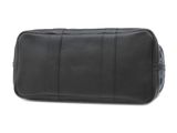 a black leather toilet bag with a zipper on the front
