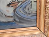 a painting of a vase with a flower in it