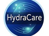 the logo for hydra care is shown on a blue circle