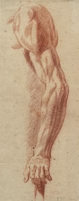 ECOLE FRANCAISE (XIXe), « Etude de bras », Dessin à la sanguine sur pa - Photo 1