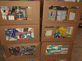 boxes are stacked on top of each other in a garage