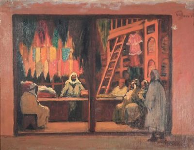 Maurice BOUVIOLLE (1893-1971) Le marchand d'étoffes