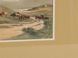 a picture of a painting of a herd of cattle