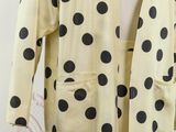 yellow and black polka dot cardigan jacket and skirt set