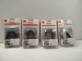 four different types of earphones are shown in the packaging
