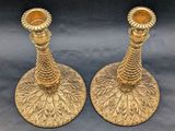 pair of antique brass candlesticks