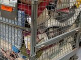 a metal cage with a bunch of items inside of it