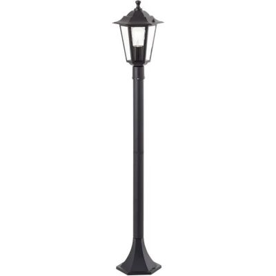 a black lamp post with a light on top of it