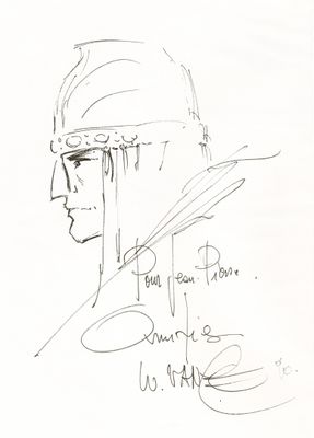 dessin représentant un homme coiffé d'un chapeau, un couteau à la main