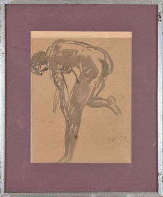 tableau représentant une femme en robe, avec un cheval en arrière-plan