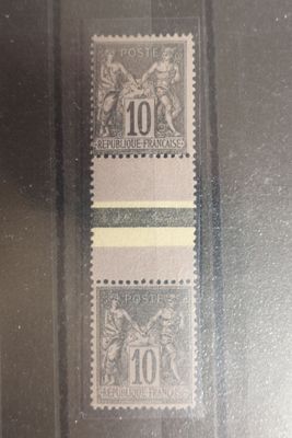 Paire 10c type sage type I et type II se tenant avec inter-p…
