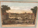 tableau représentant une vue d'une ville avec une rivière et un pont