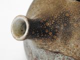 a close up of a vase with a black handle