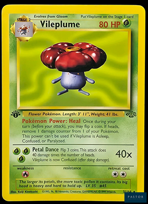 une carte Pokémon sur laquelle figure l'image d'un champignon