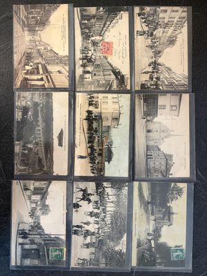 a lot of old photos of a train on the tracks