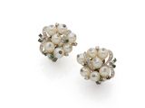 a pair of cultured pearl and diamond earrings