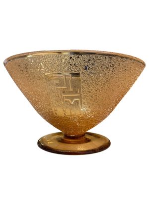 DAUM Nancy France Coupe art déco en verre teinté orange à dé…