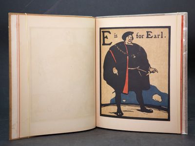 an open book with a picture of a man in a black coat and a red tie