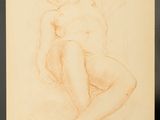 une image représentant le dessin d'une femme nue assise à genoux
