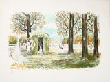 a picture of a painting of people in a park