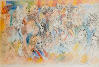 tableau représentant un groupe de personnes aux couleurs variées
