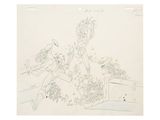 an image of a drawing of a man riding a horse