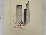 an image of a black and white drawing of two skyscrapers