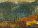 an oil painting of a painting of a landscape with trees and water