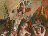 un tableau représentant un groupe de nus dans une pièce