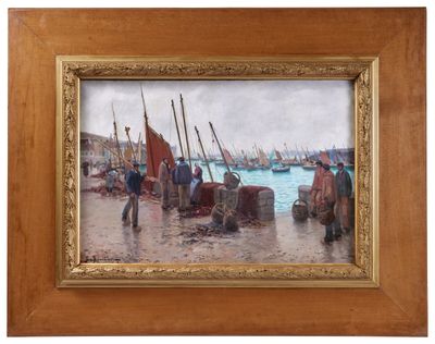 an image of a painting of a group of people on a beach