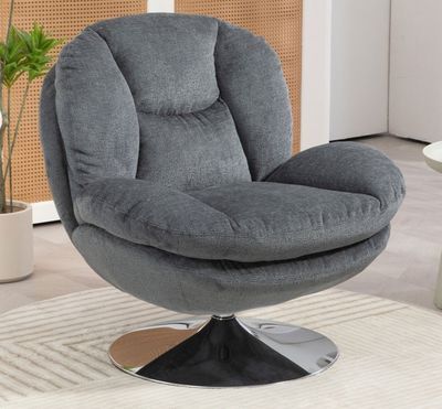 Fauteuil cosy pivotant ORYO en velours gris foncé - 81x84x 8…