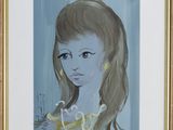 portrait of a young girl in a yellow and white striped dress