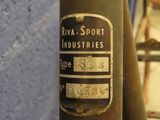 a close up of a bicycle with a sticker on it