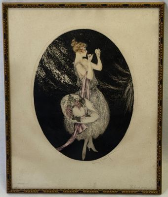 Louis ICART (1888-1950) "Un peu de rouge"
