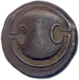 une vieille pièce sur laquelle est représenté un smiley sur le côté
