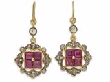 une paire de boucles d'oreilles en rubis et diamants