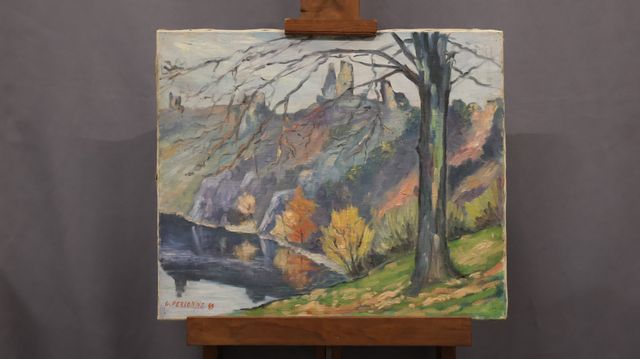 Gilbert PERSONNE (1900-1981) « Les ruines de Crozant ». Huile sur...