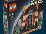 une boîte contenant des sets Lego Star Wars sur fond bleu