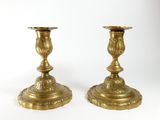 pair of antique brass candlesticks