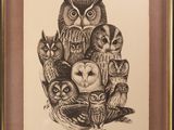 une image représentant un dessin d'un groupe de chouettes perchées les unes sur les autres