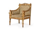 an image of a chair with a gold finish and a beige upholstered seat